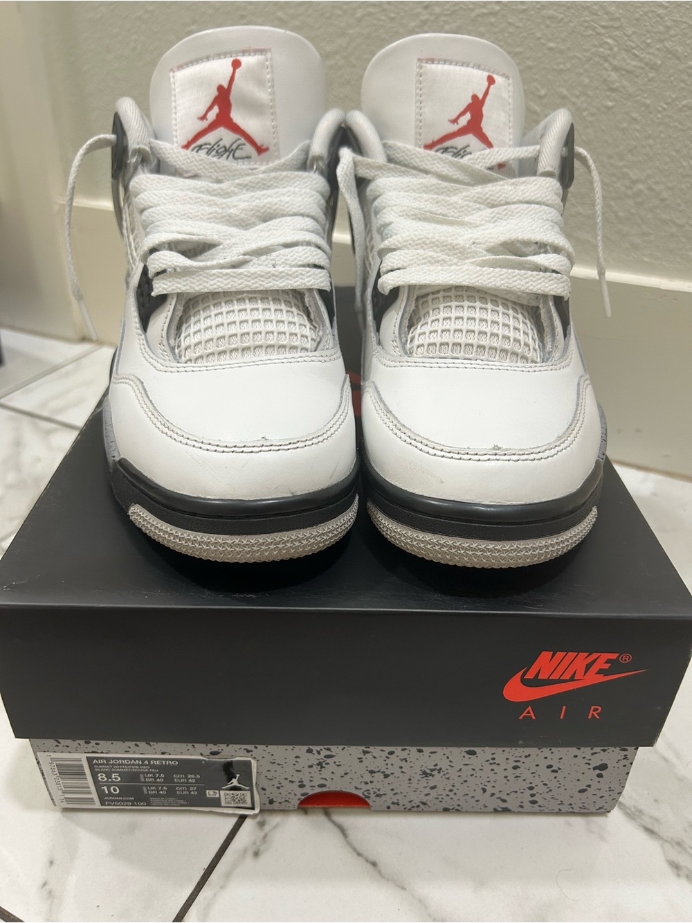 Jordan Kids White/Black/Red Retro Style Sneakers